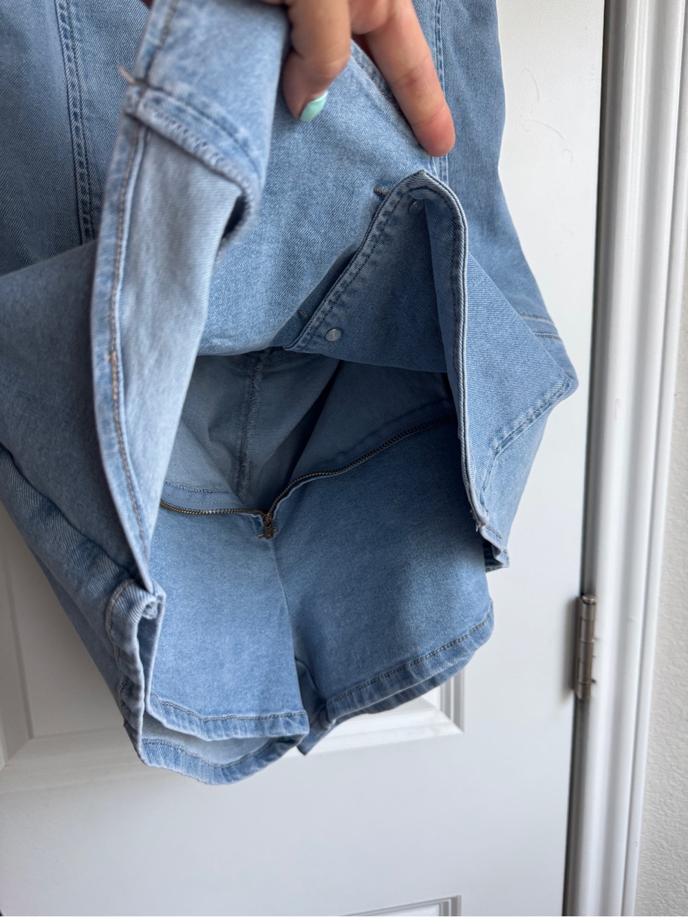 Altar'd State Light Blue Denim Halter Romper - Picture 3 of 4